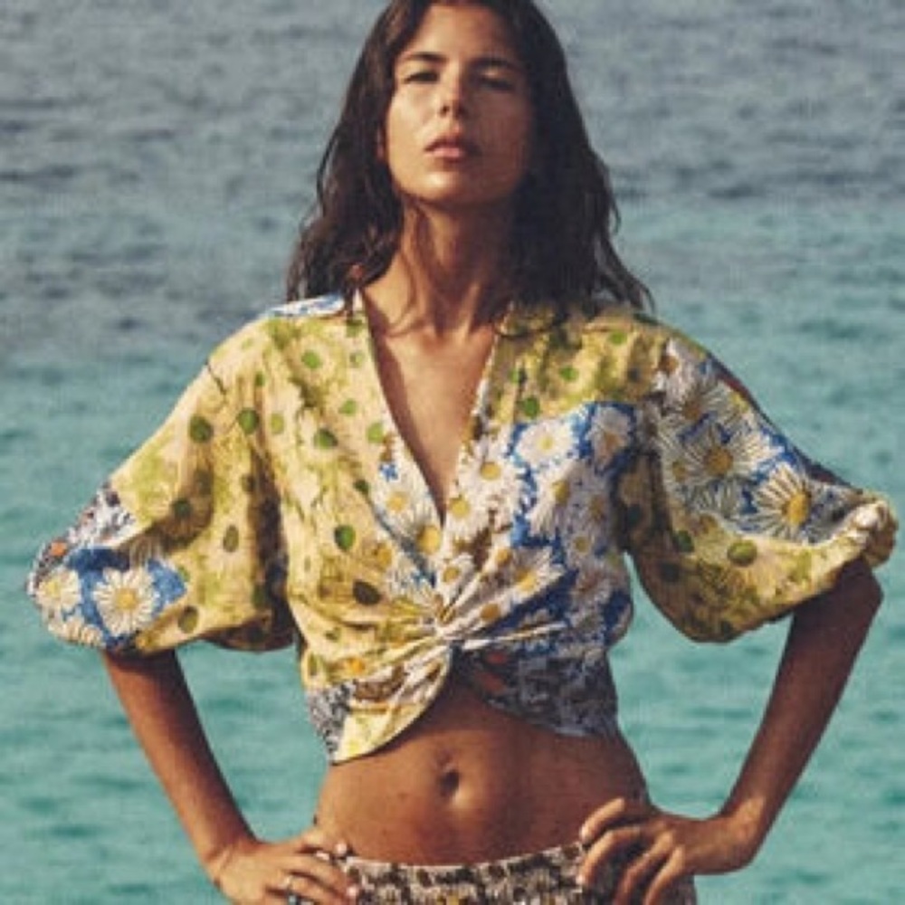 Zara Floral Knot-Front Blouse